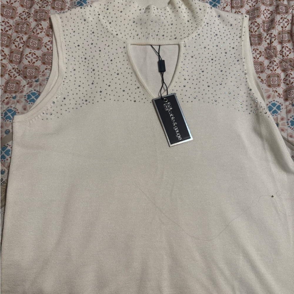 Cable & Gauge Cream Sleeveless Tank Top